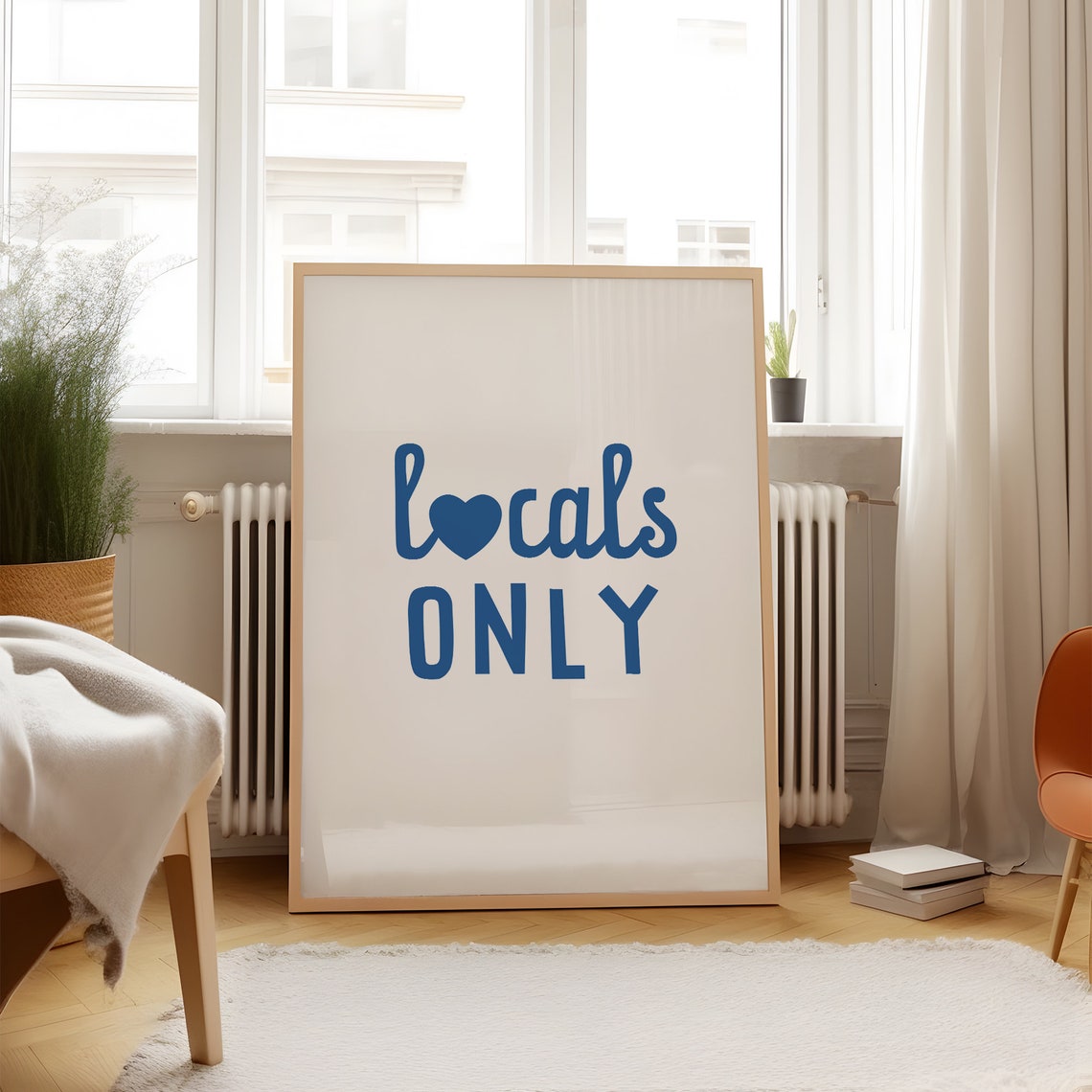 Locals Only Blue Heart Beach House Typography Minimalist Print - Image 3