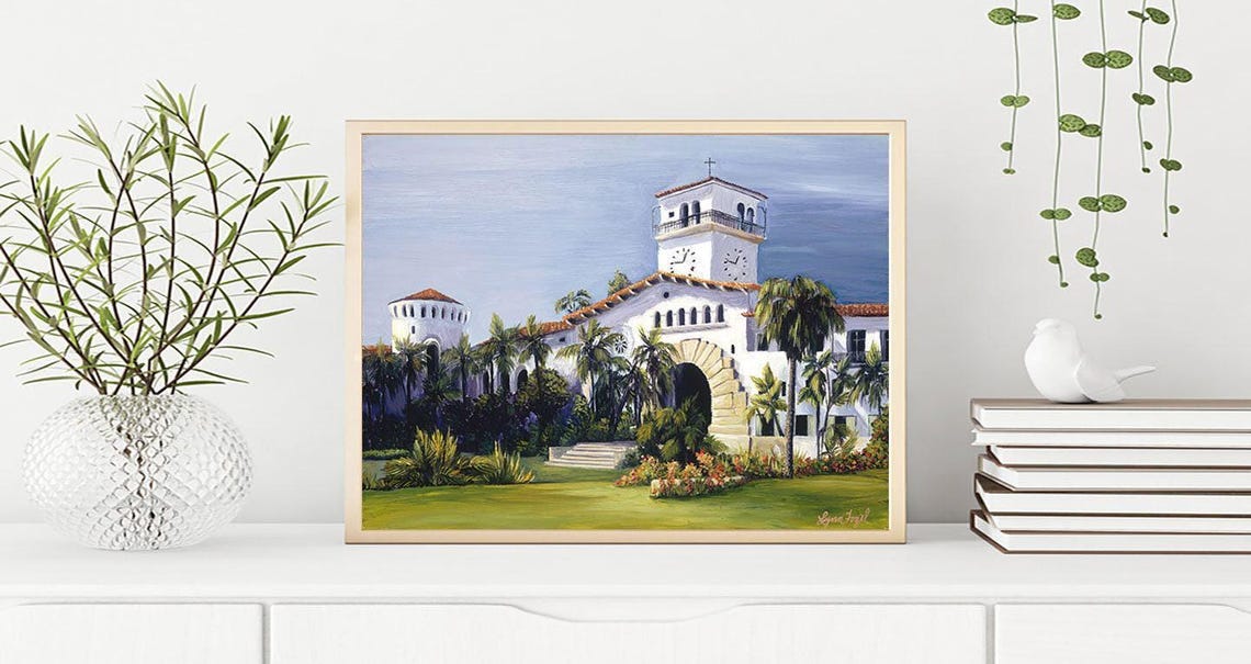 Santa Barbara Courthouse Clock Tower Spanish Architecture Poster - Image 3