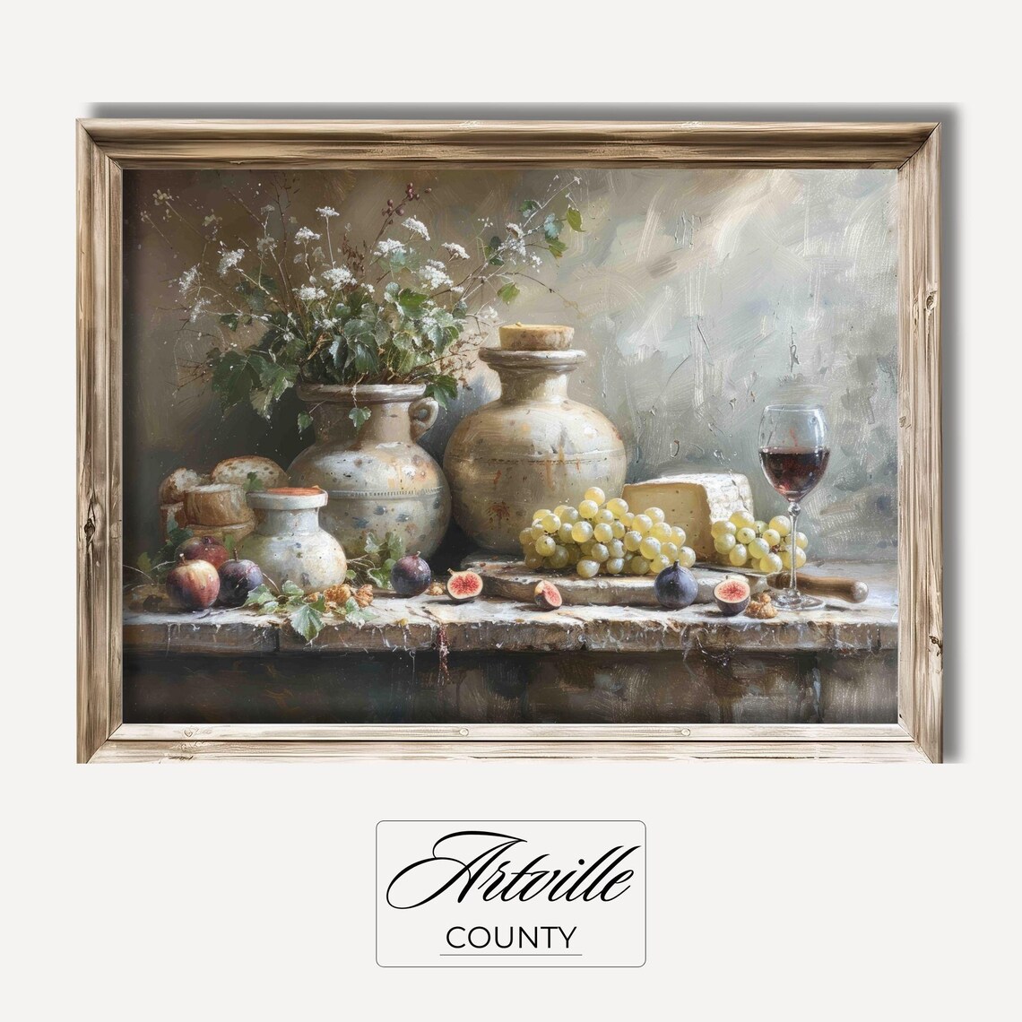 Wine Cheese Vintage Still Life Art Print