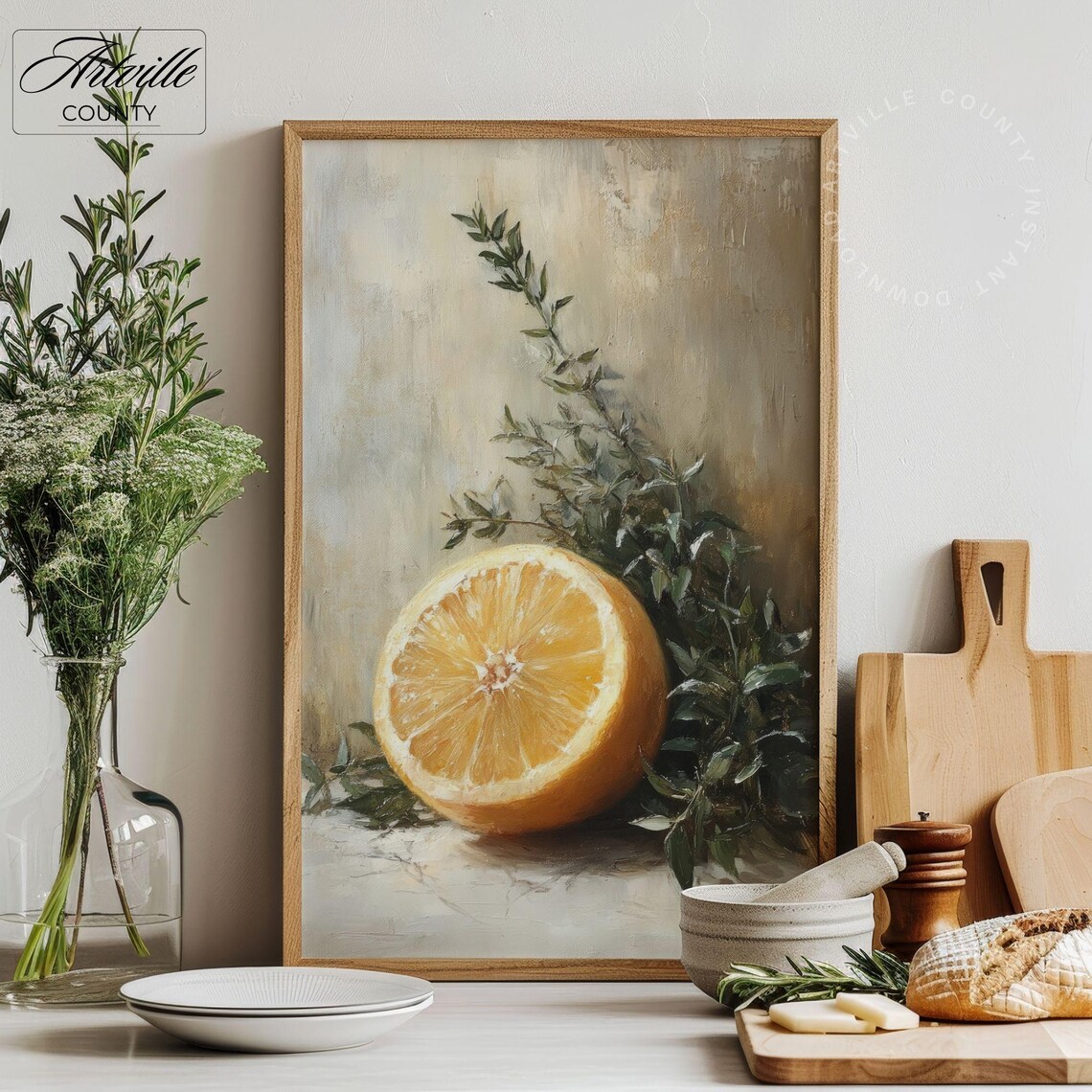 Vintage Lemon Still Life Art Print, Country Kitchen Decor - Image 2