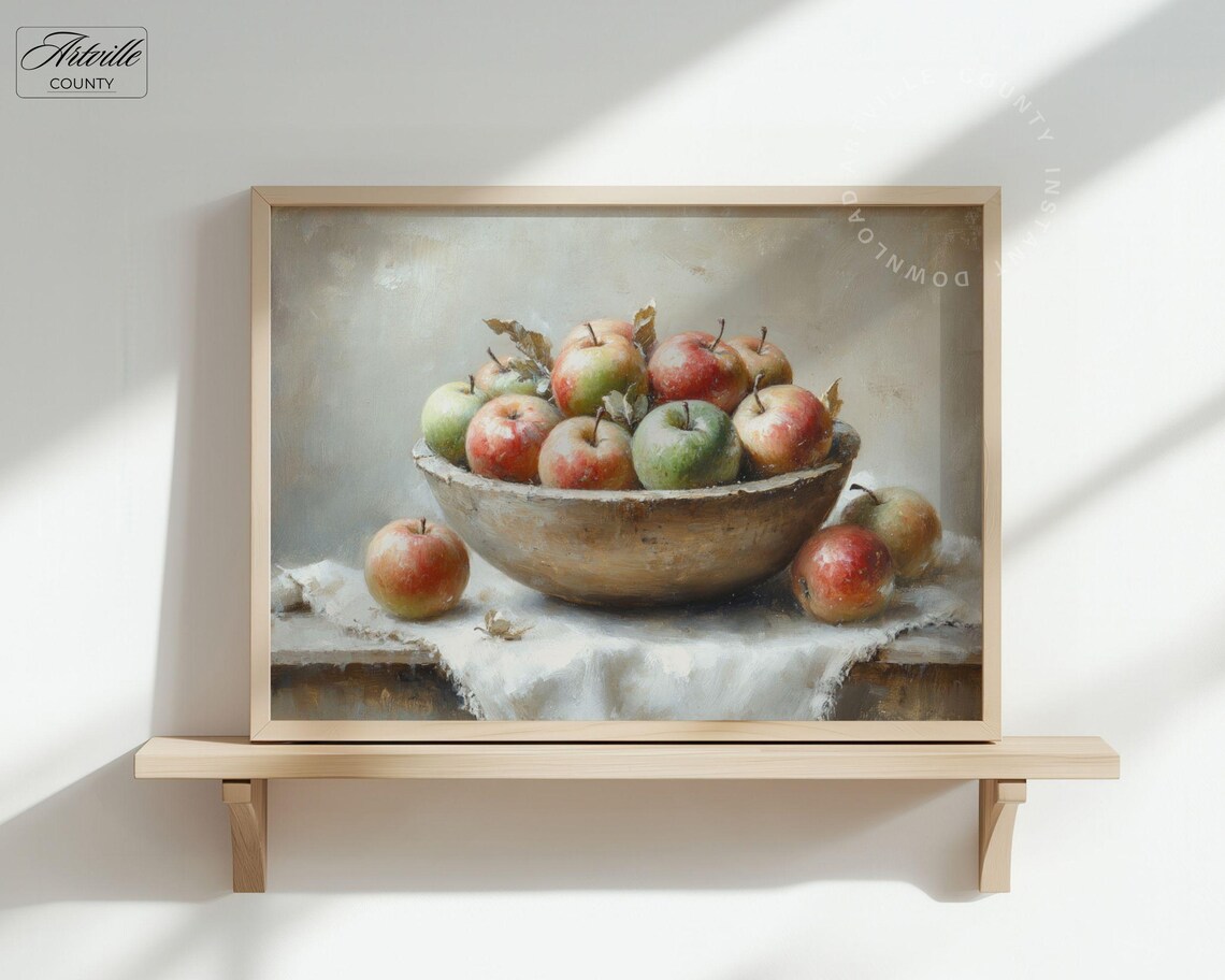 Farmhouse Apples Still Life Art Print, Vintage Kitchen - Image 3