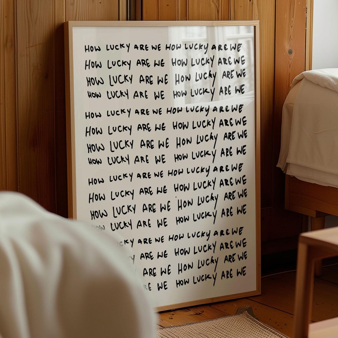 How Lucky Are We Repeated Handwritten Affirmation Decor Poster