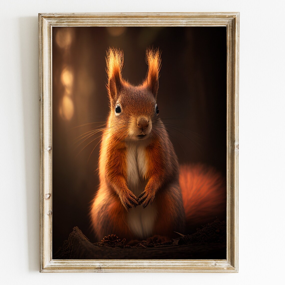 Red Squirrel Portrait Art Print, Wildlife Decor