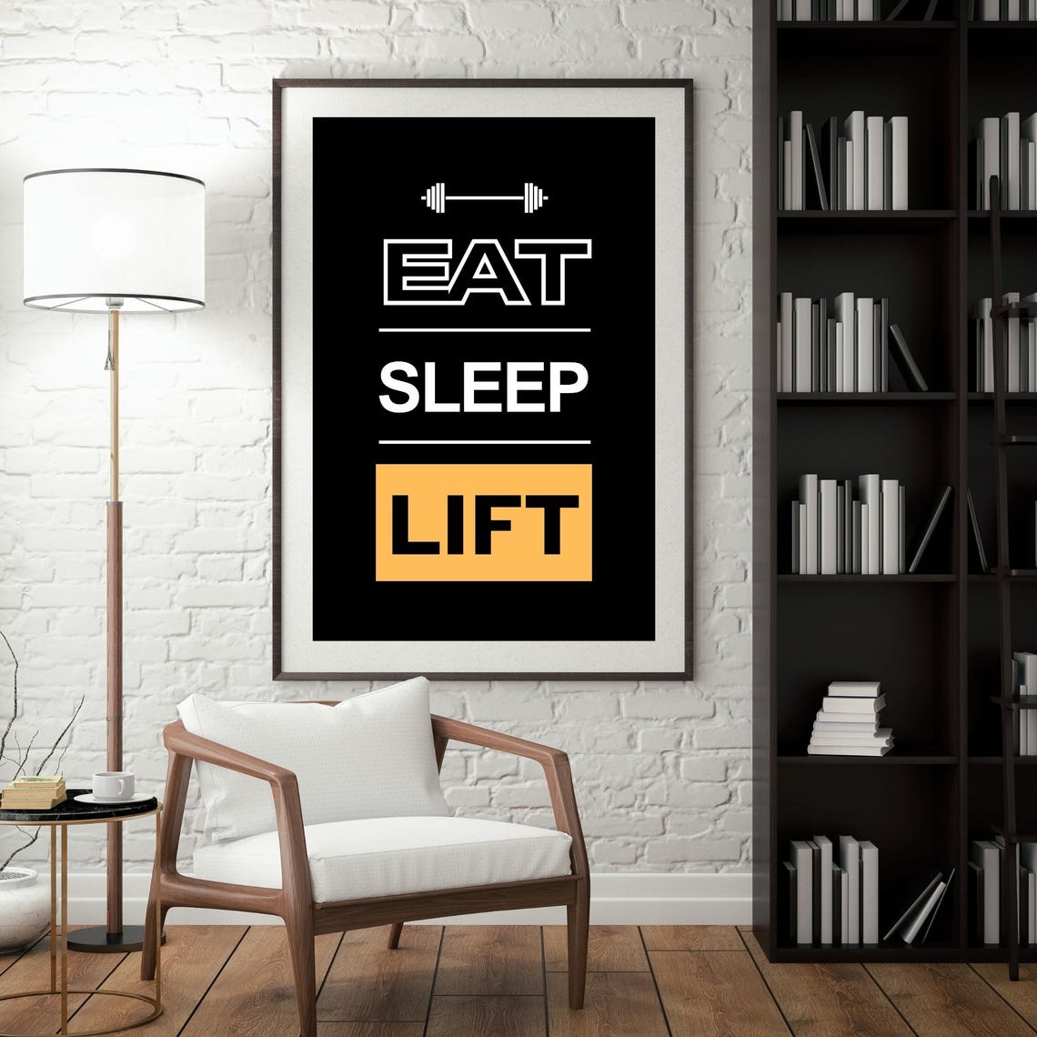 Eat Sleep Lift Motivational Gym Wall Art Fitness Quotes Inspirational Quote Prints Home Gym Sign Bodybuilding Gift Gym Poster - Image 3