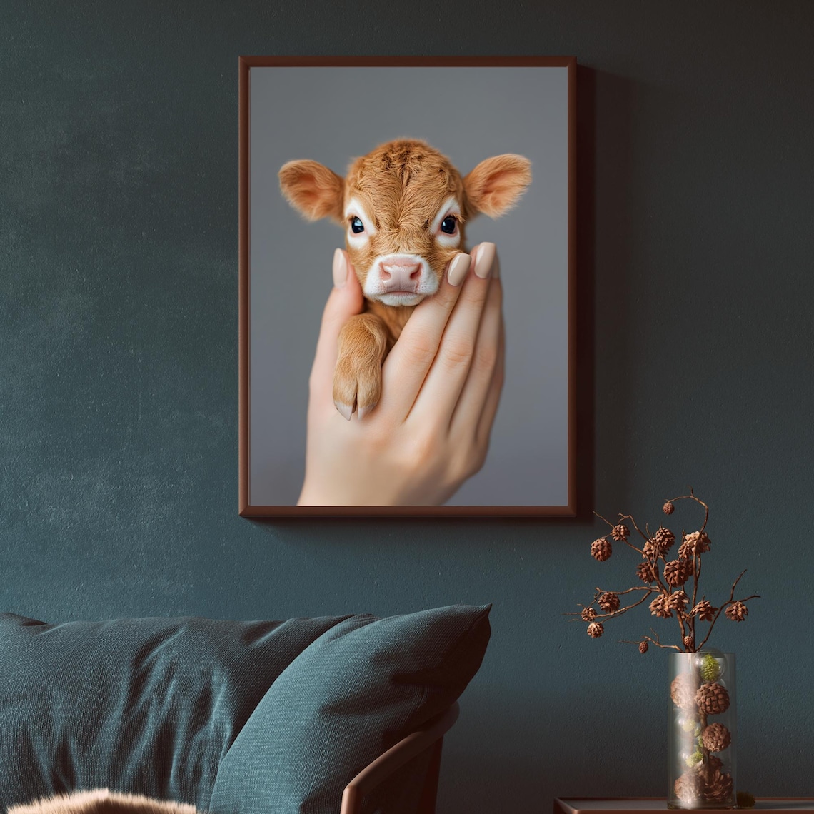 Baby Cow in the Palm of Your Hand Art Print - Image 2