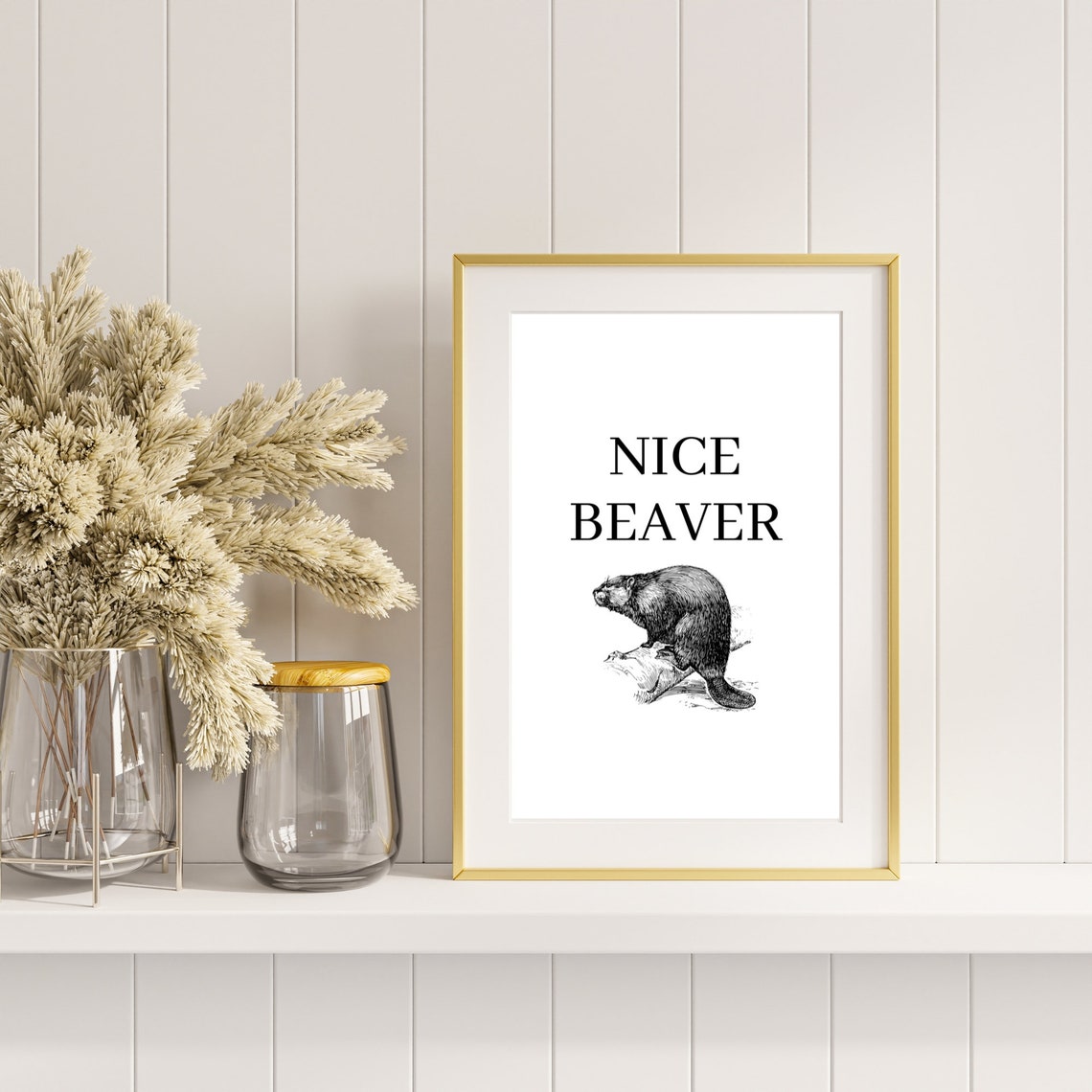 Nice Beaver Funny Vintage Engraving Quote Bathroom Humor Poster - Image 3