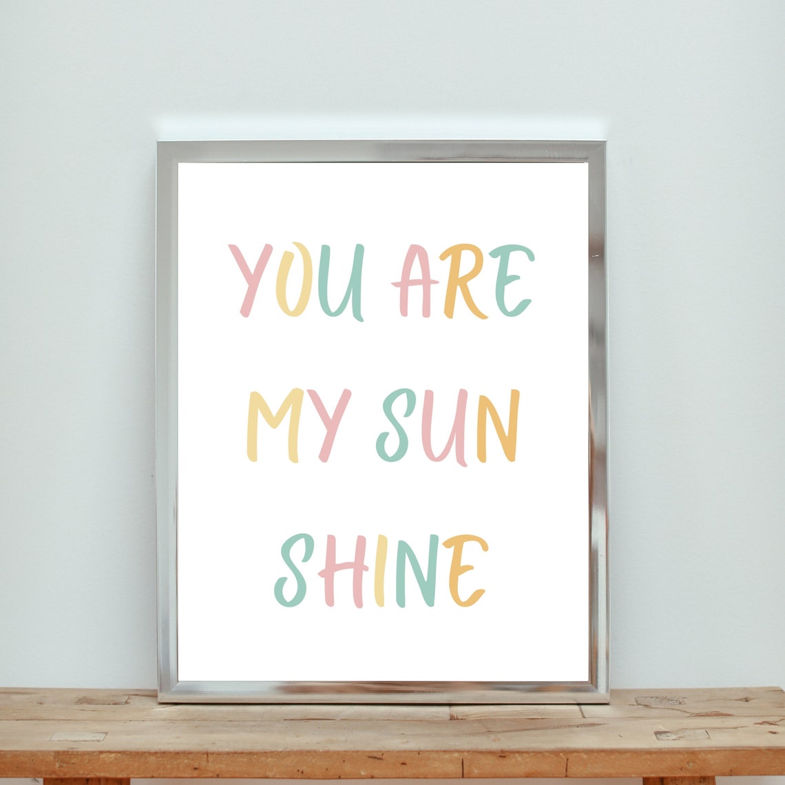 You Are My Sunshine Pastel Rainbow Nursery Lettering Quote Poster - Image 2