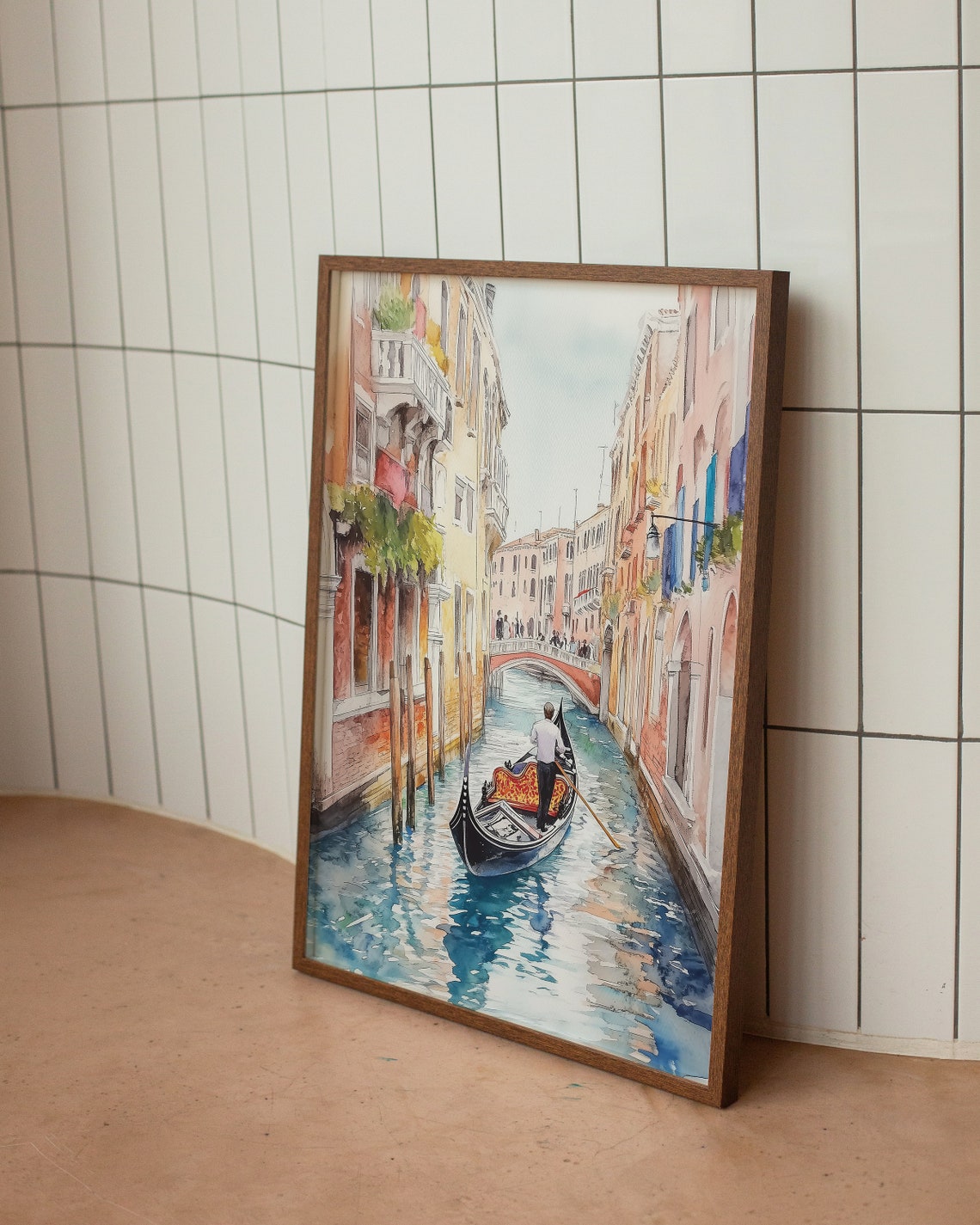 Venice Canal Gondola Watercolor Italian Waterways Travel Poster - Image 4