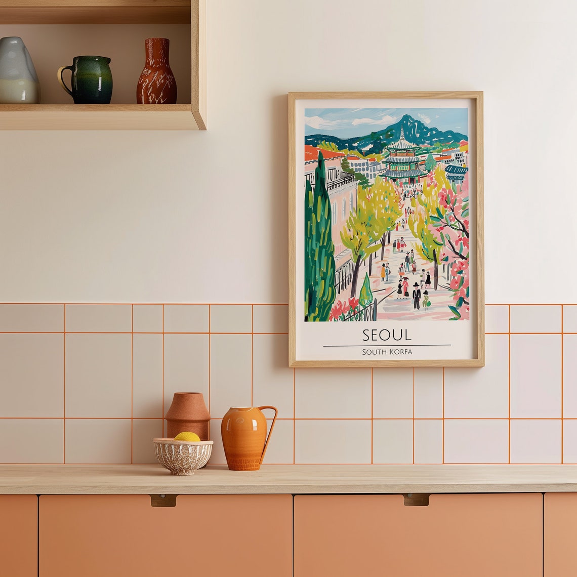 Seoul South Korea Traditional Gate Spring Blossom Street Poster - Image 4