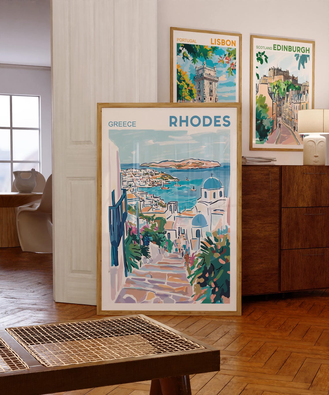 Rhodes Greece Old Town Blue Domes Harbor Steps Travel Poster - Image 4