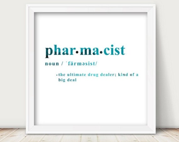 Funny Pharmacist Gift Graduation Pharmacy Student Gifts Definition Print Medical Humor Wall Art