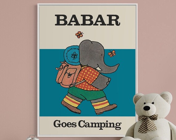 Babar The Elephant Retro Nursery Decor, Art Print