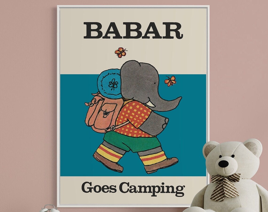 Babar The Elephant Retro Nursery Decor, Art Print