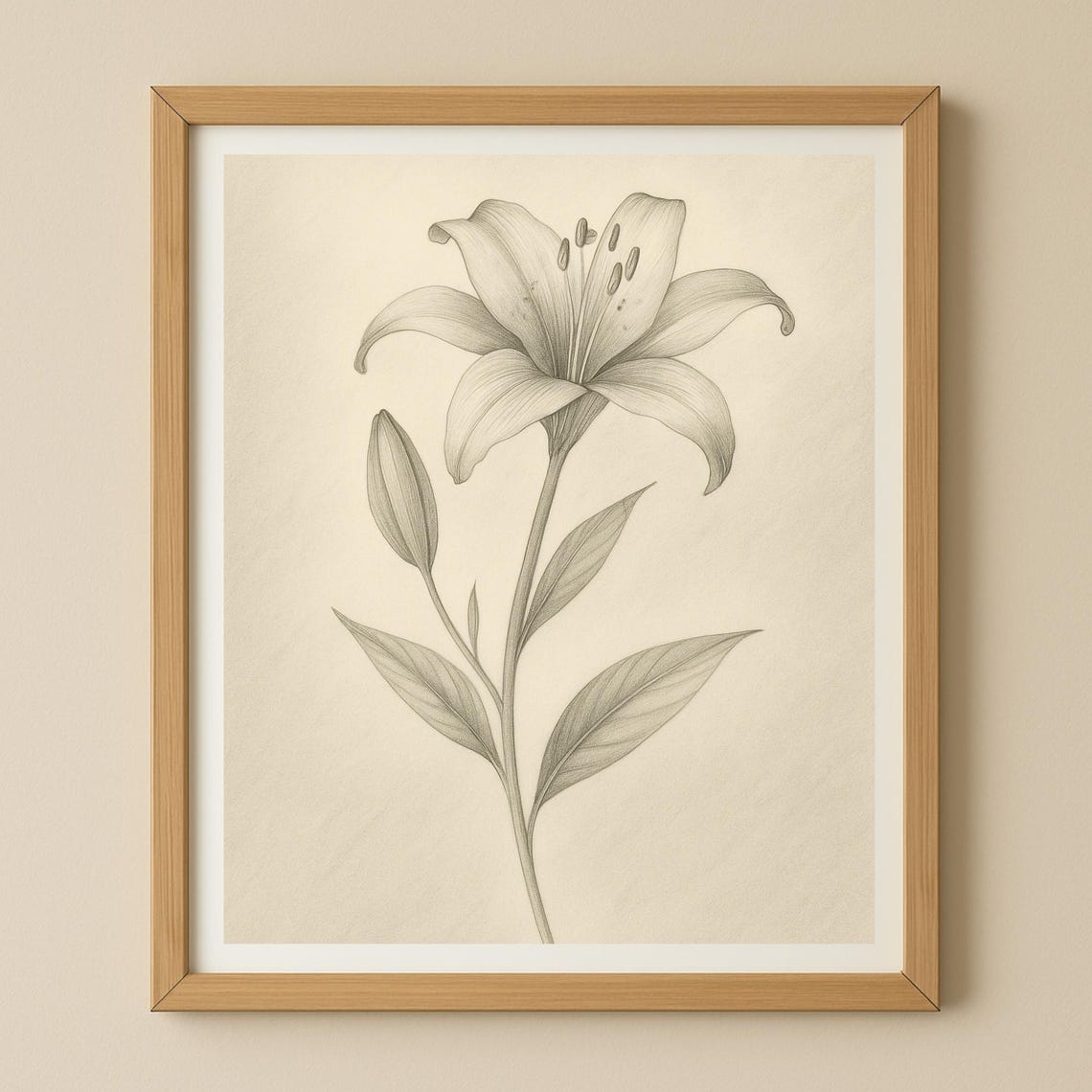 Orchid Branch Pencil Sketch Elegant Botanical Flower Art Poster