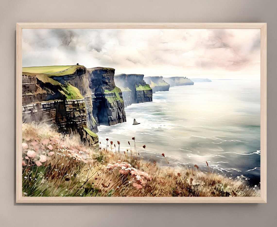 Cliffs Of Moher Watercolor Landscape Poster - Image 4