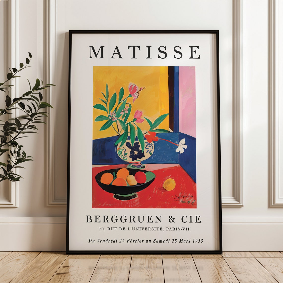 Matisse Berggruen 1953 Still Life Vase Oranges Exhibition Poster