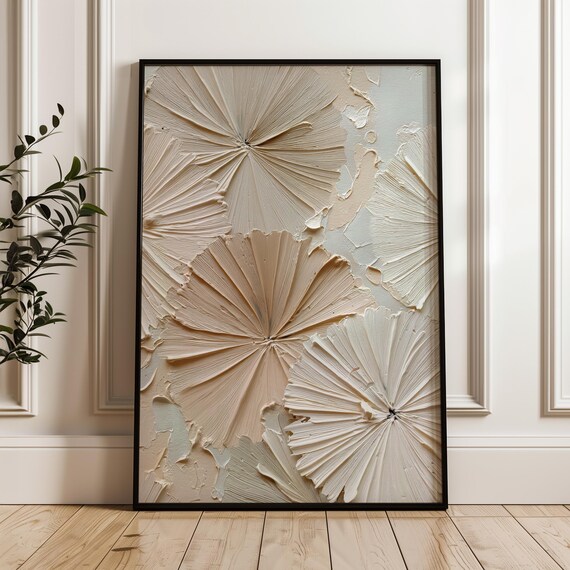 Beige Abstract Textured Painting Neutral Minimalist Wall Art