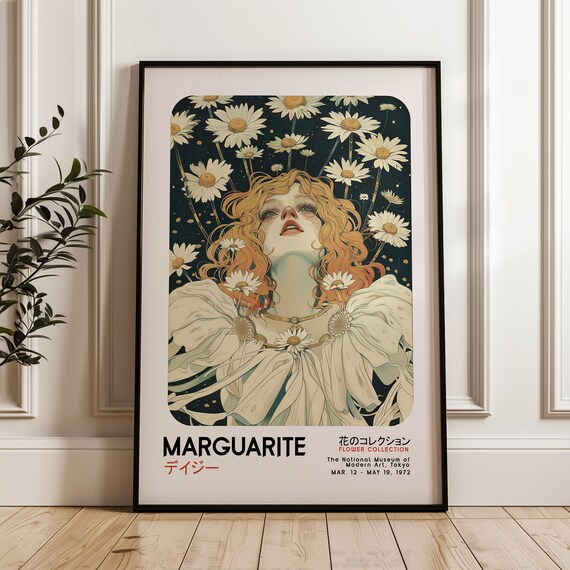 Marguarite Daisy Japanese Flower Exhibition Museum Poster 1972