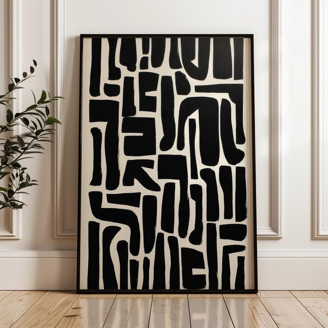 Minimalist Abstract Poster Black And Beige Print Modern Organic Wall Art Scandinavian Home