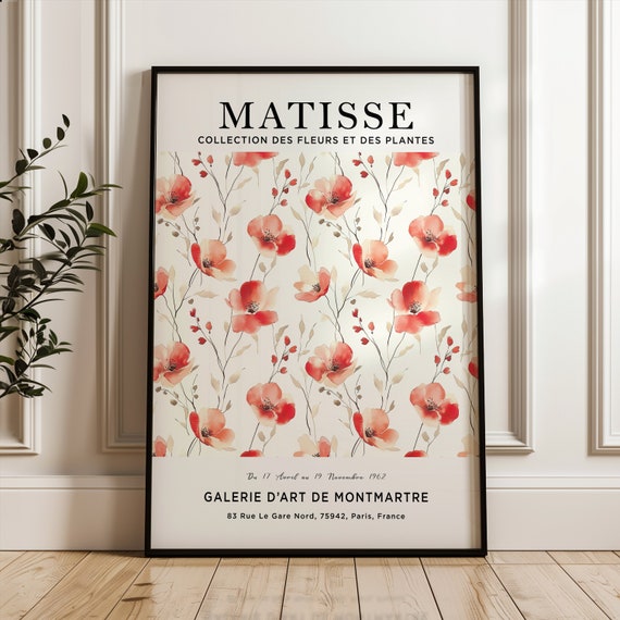 Henri Matisse Art Print Red Flower Poster Market Plant Botanical