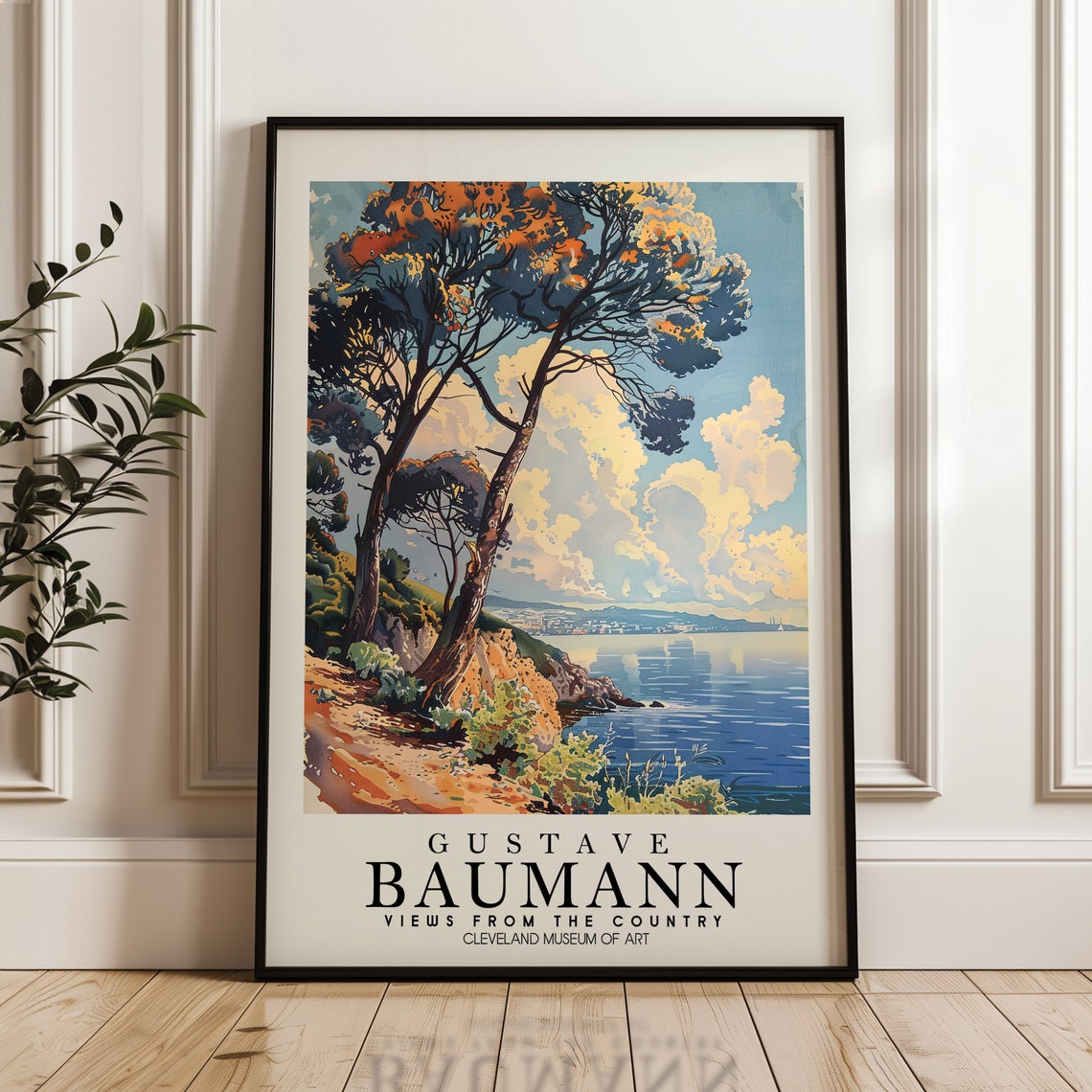 Gustave Baumann Coastal Pine Trees Vintage Woodblock Style Art Poster