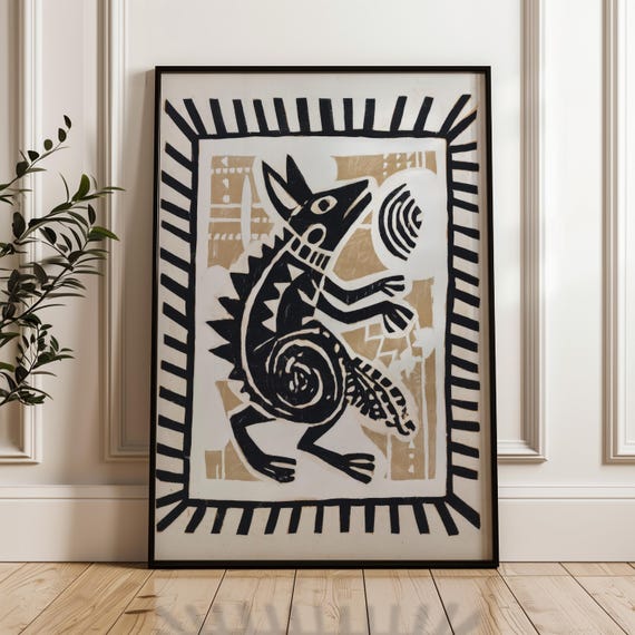 Traditional Mexican Rabbit Folk Art Poster Print