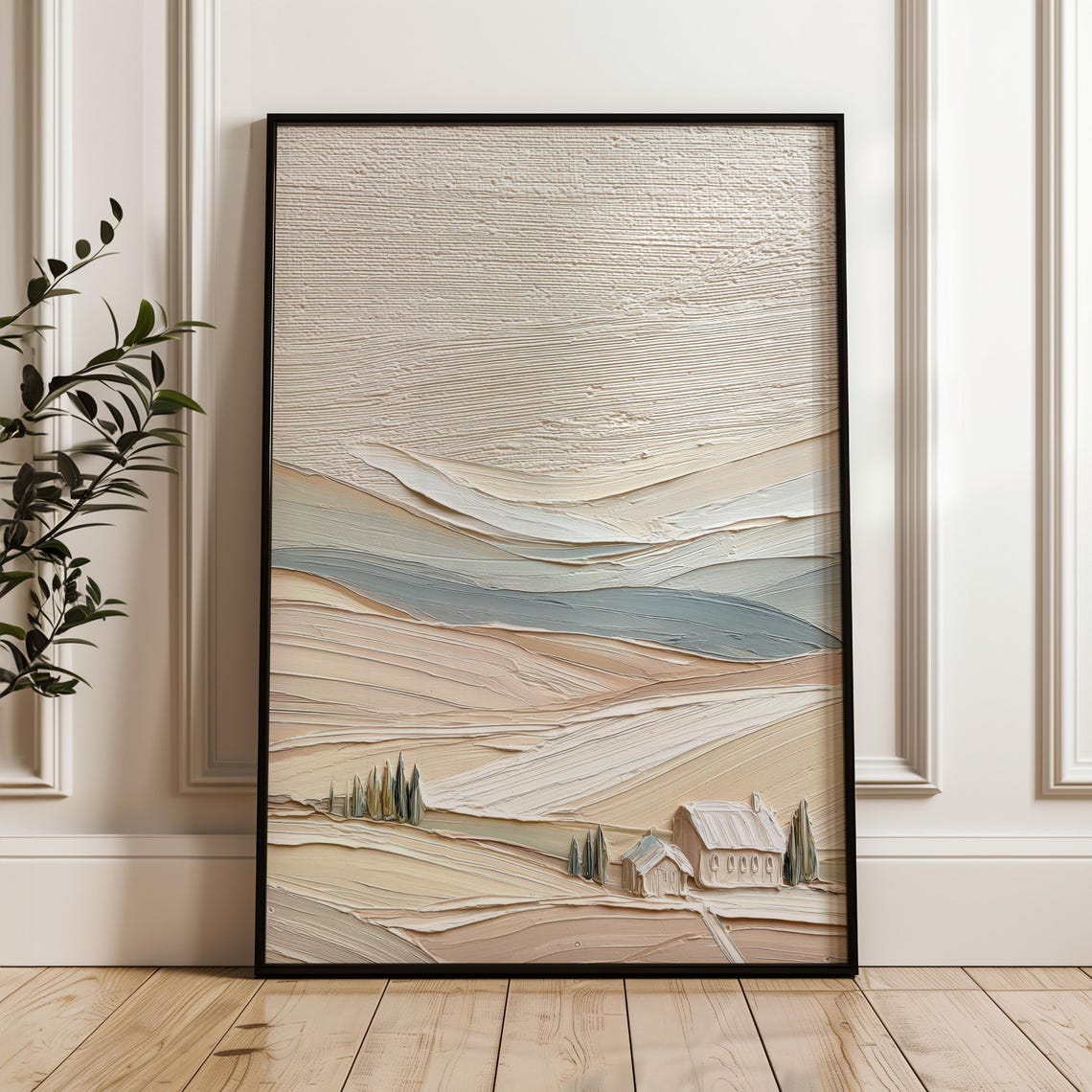 Beige Textured Abstract Countryside Cottage Palette Knife Art Poster