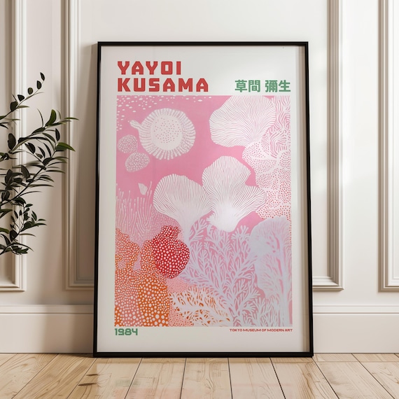 Yayoi Kusama Pink Coral Reef Dotted Ocean Bloom Tokyo Poster