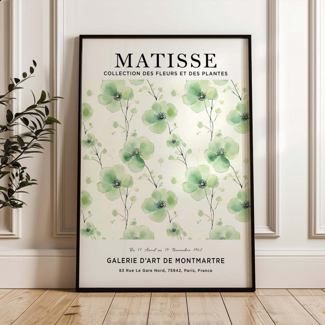 Matisse Mint Green Flower Market Exhibition Botanical Art Poster