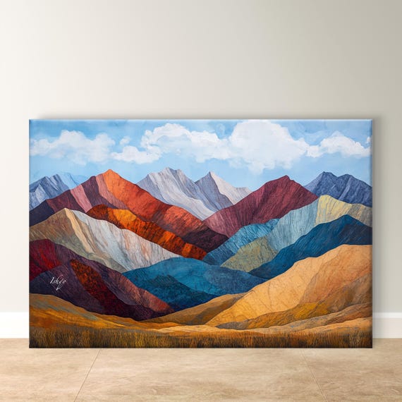 Colorful Mountain Art Framed Landscape Decor Vibrant Nature Wall Art Scenic Mountain Modern Wall Print Living Room Decor