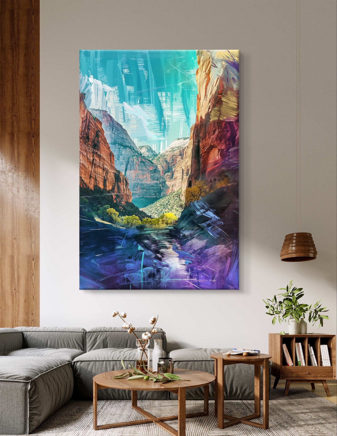 Zion National Park Canyon Cliffs Turquoise Sky Landscape Art Poster - Image 5