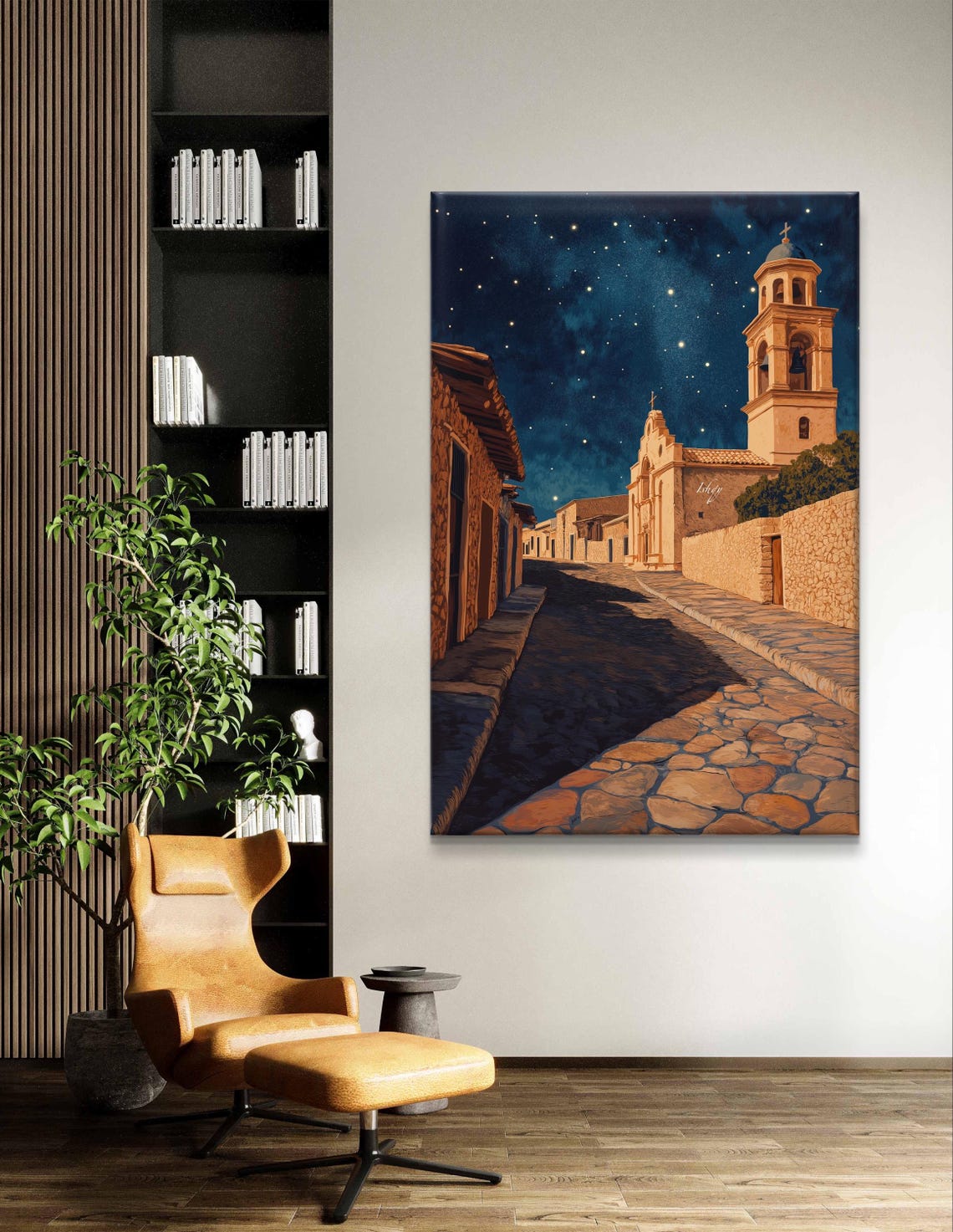 Real de Catorce Starry Night Cobblestone Mission Church Poster - Image 6