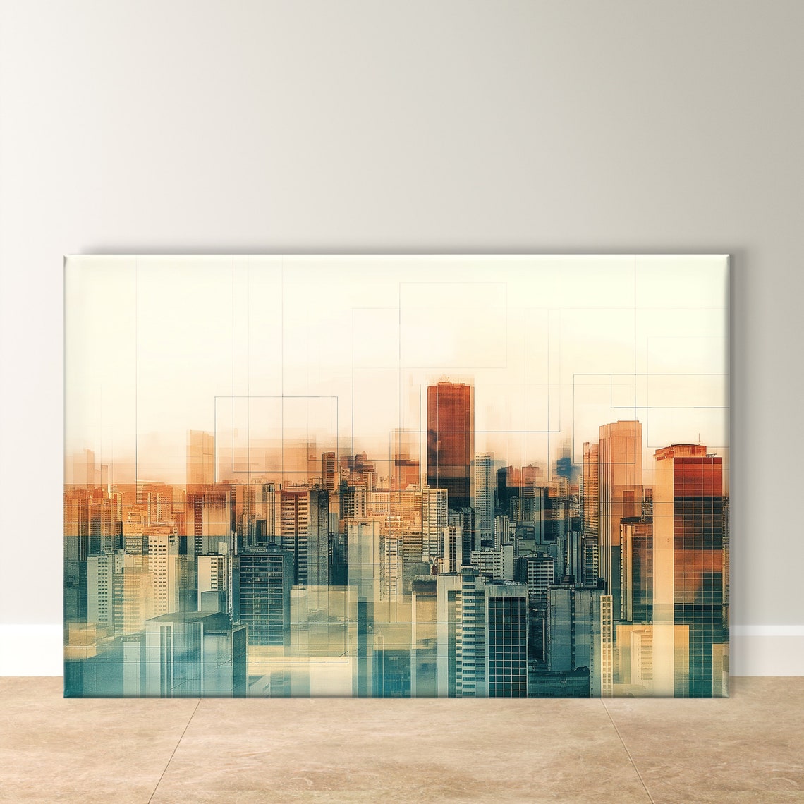 Sao Paulo Skyline in Warm Abstract Golden Modern Cityscape Poster