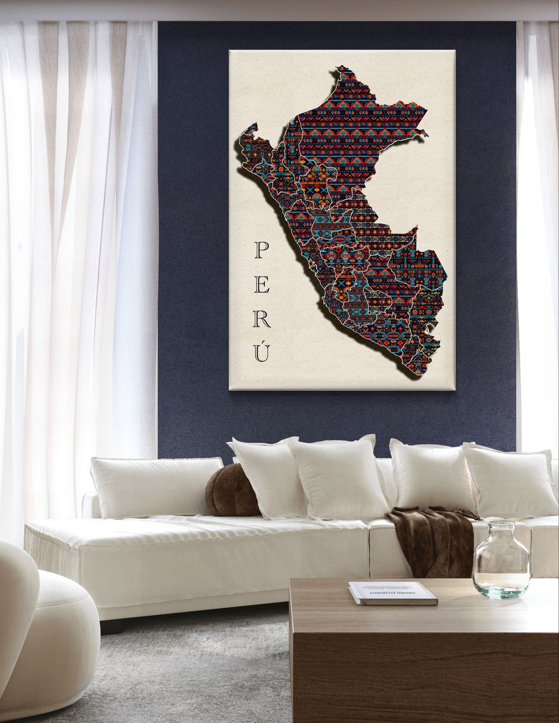 Peru Country Map Filled with Andean Textile Patterns Art Poster - Image 4
