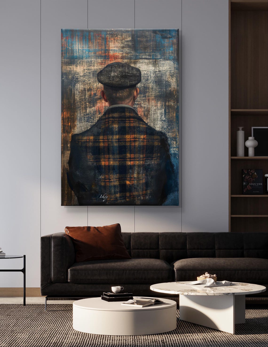 Scottish Gentleman Harris Tweed Flat Cap Back View Heritage Poster - Image 5
