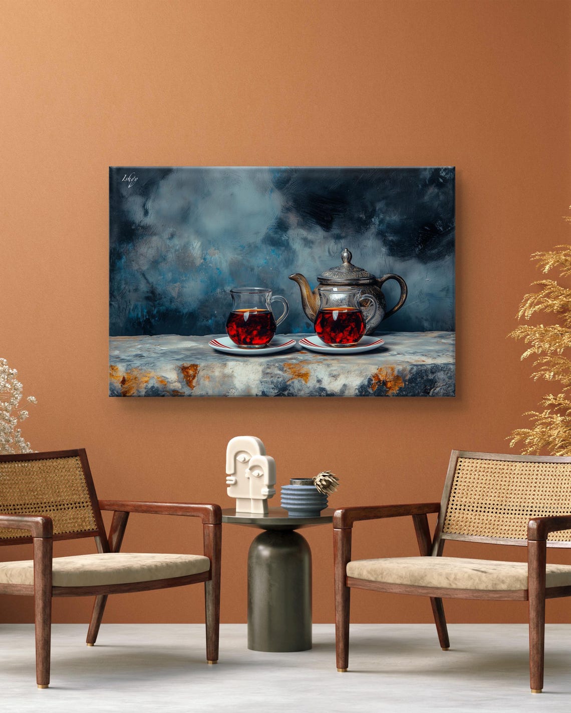 Turkish Tea Decor Tea Set Wall Art Traditional Tea Room Print Cozy Kitchen Art Turkish Style Elegant Tea Decor Boho Ethnic Art - Image 5