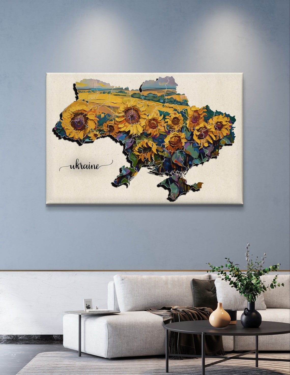 Ukraine Country Map Filled with Sunflower Painting Art Poster - Image 5