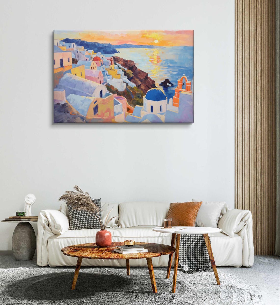 Santorini Greece Sunset Caldera Blue Domes Coastal Scene Art Poster - Image 3