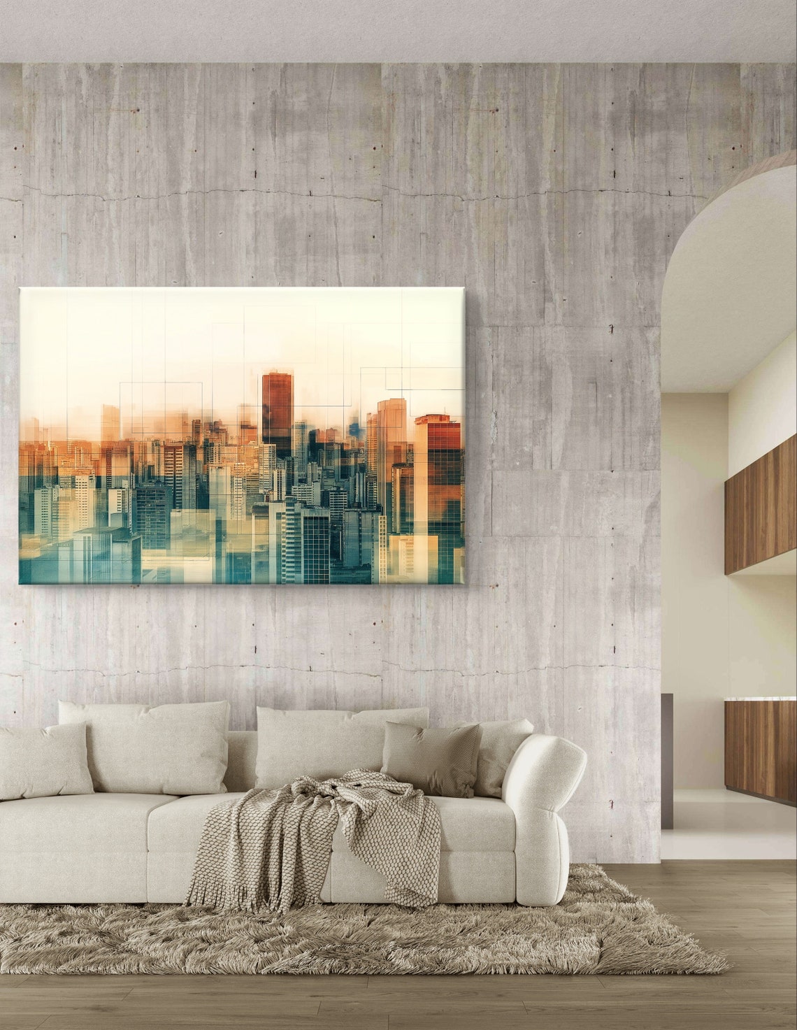 Sao Paulo Skyline in Warm Abstract Golden Modern Cityscape Poster - Image 5