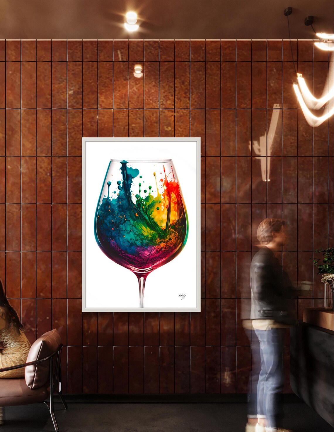 Watercolor Wine Glass Painting, Modern Wine Poster - Image 3