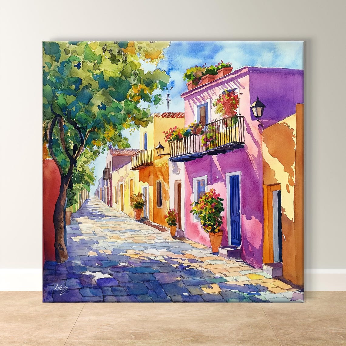 Colonia del Sacramento Colonial Street Watercolor Uruguay Poster