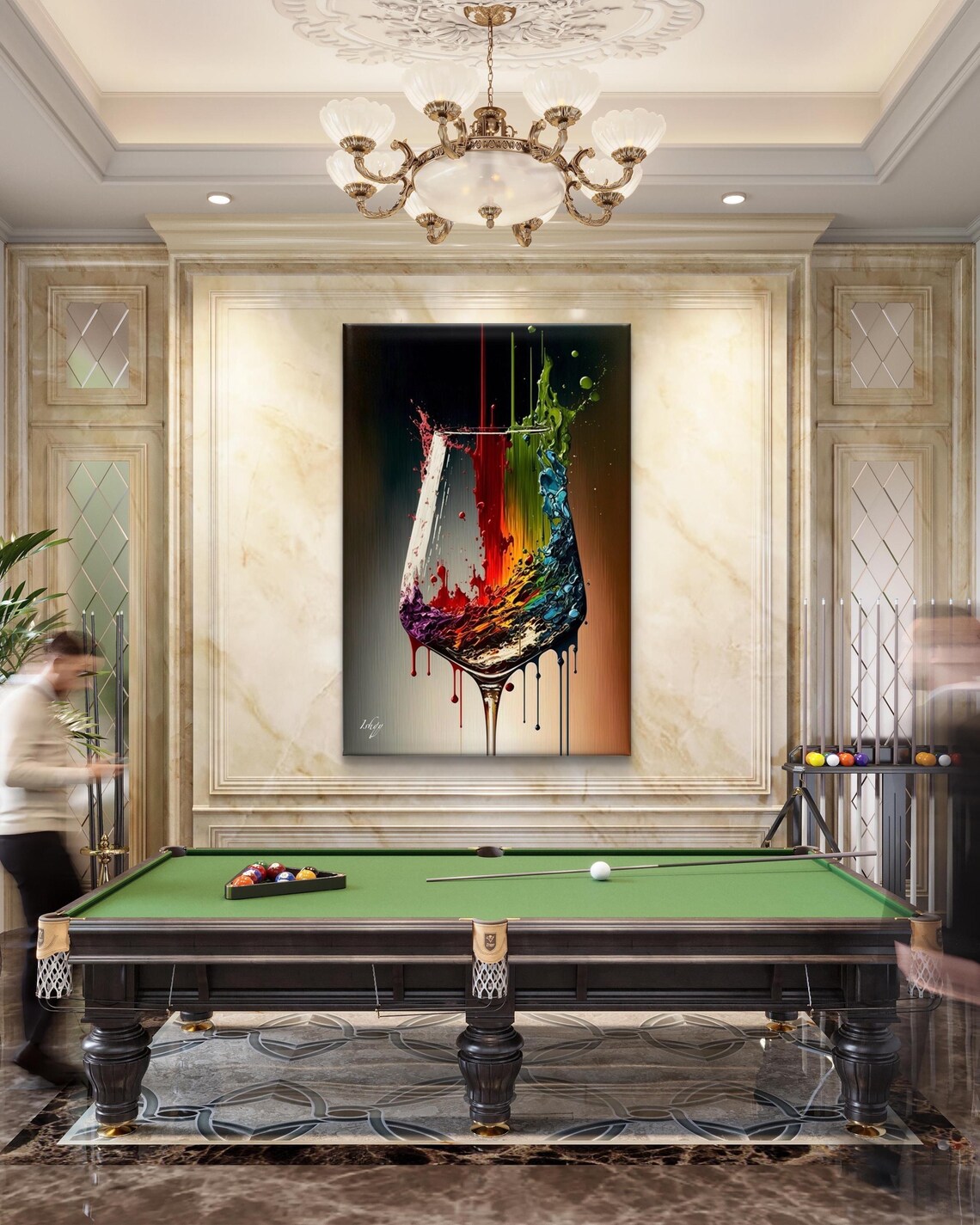 Colorful Wine Glass Abstract Art Print, Kitchen Wall Decor - Image 3