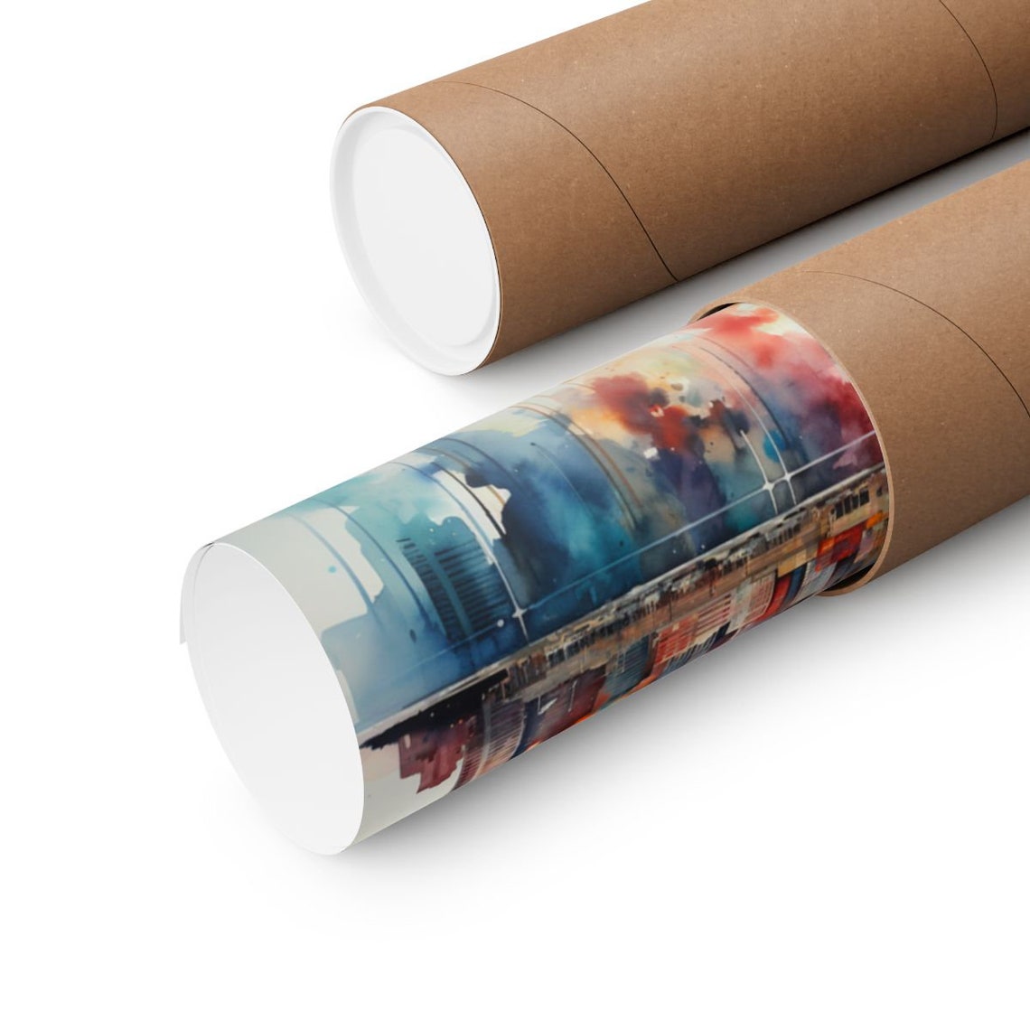 San Francisco Skyline Watercolor with Bay Bridge Reflection Poster - Image 2