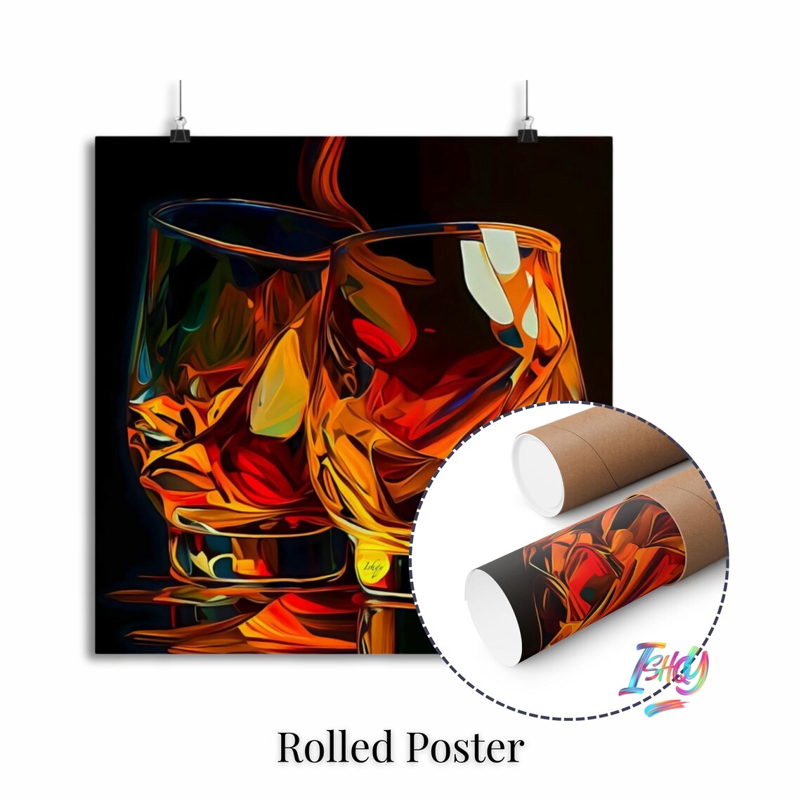Abstract Whiskey Glasses Art Print, Home Decor - Image 2
