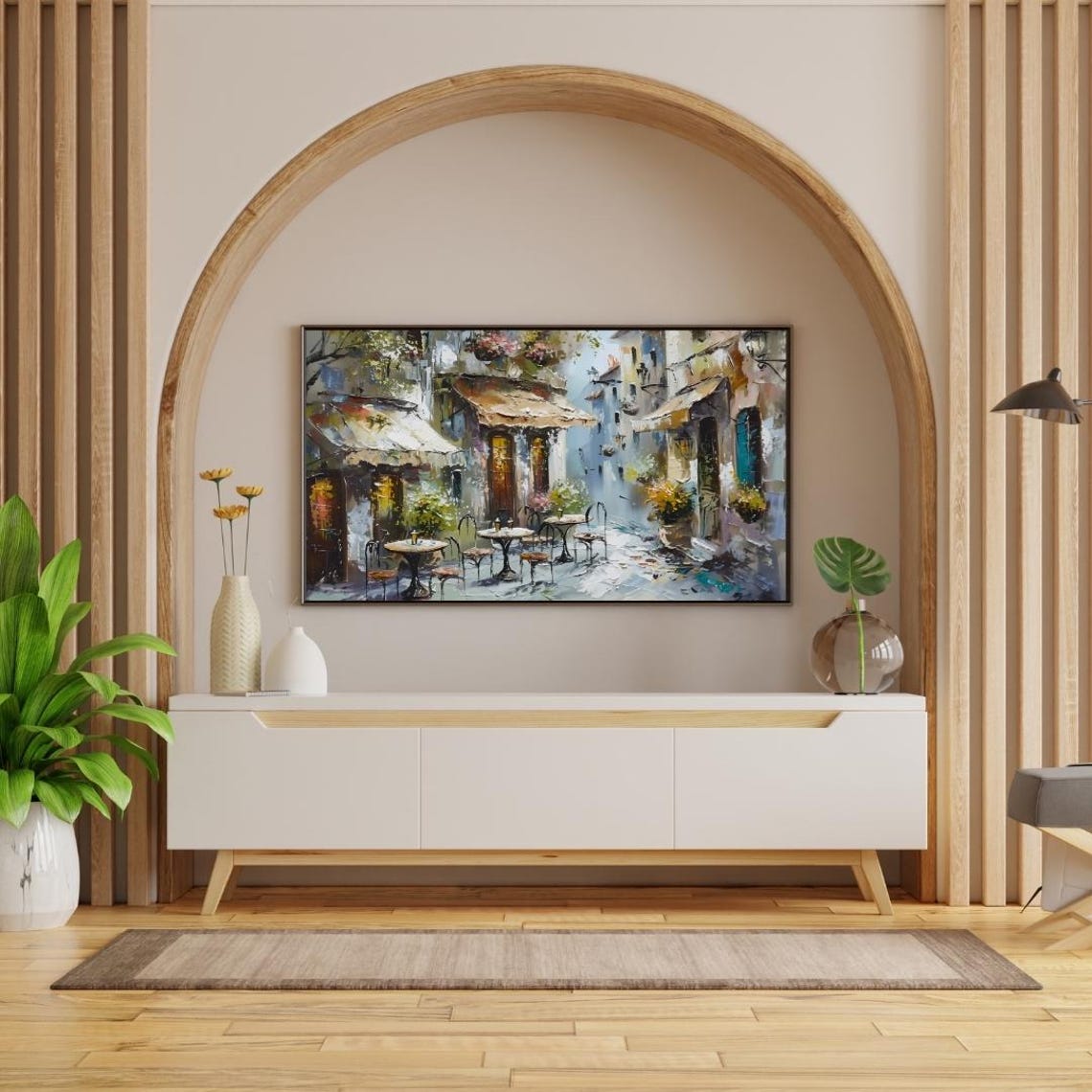 Parisian Cafe Street Alley Scene in Impressionist Style Art Poster - Image 2