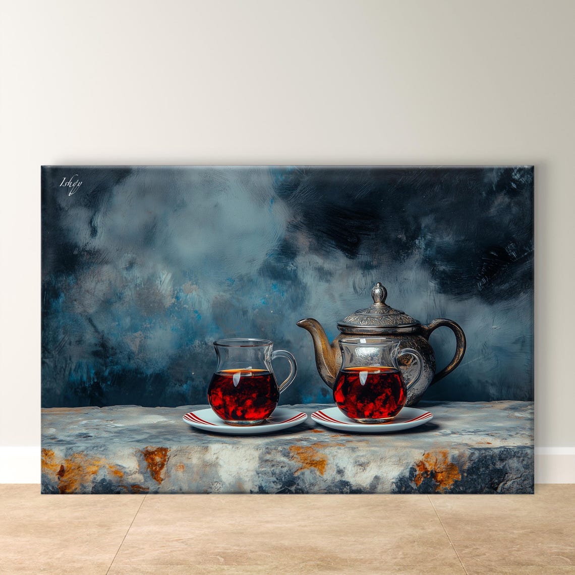 Turkish Tea Decor Tea Set Wall Art Traditional Tea Room Print Cozy Kitchen Art Turkish Style Elegant Tea Decor Boho Ethnic Art