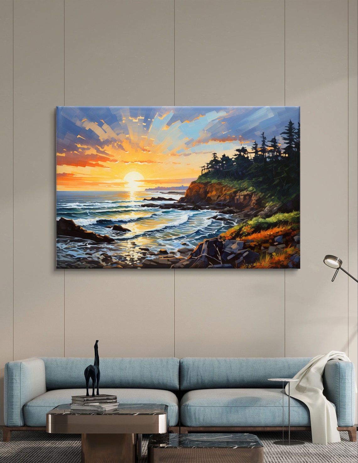 Oregon Coast Sunset Cliffs Pine Trees and Crashing Waves Poster - Image 5