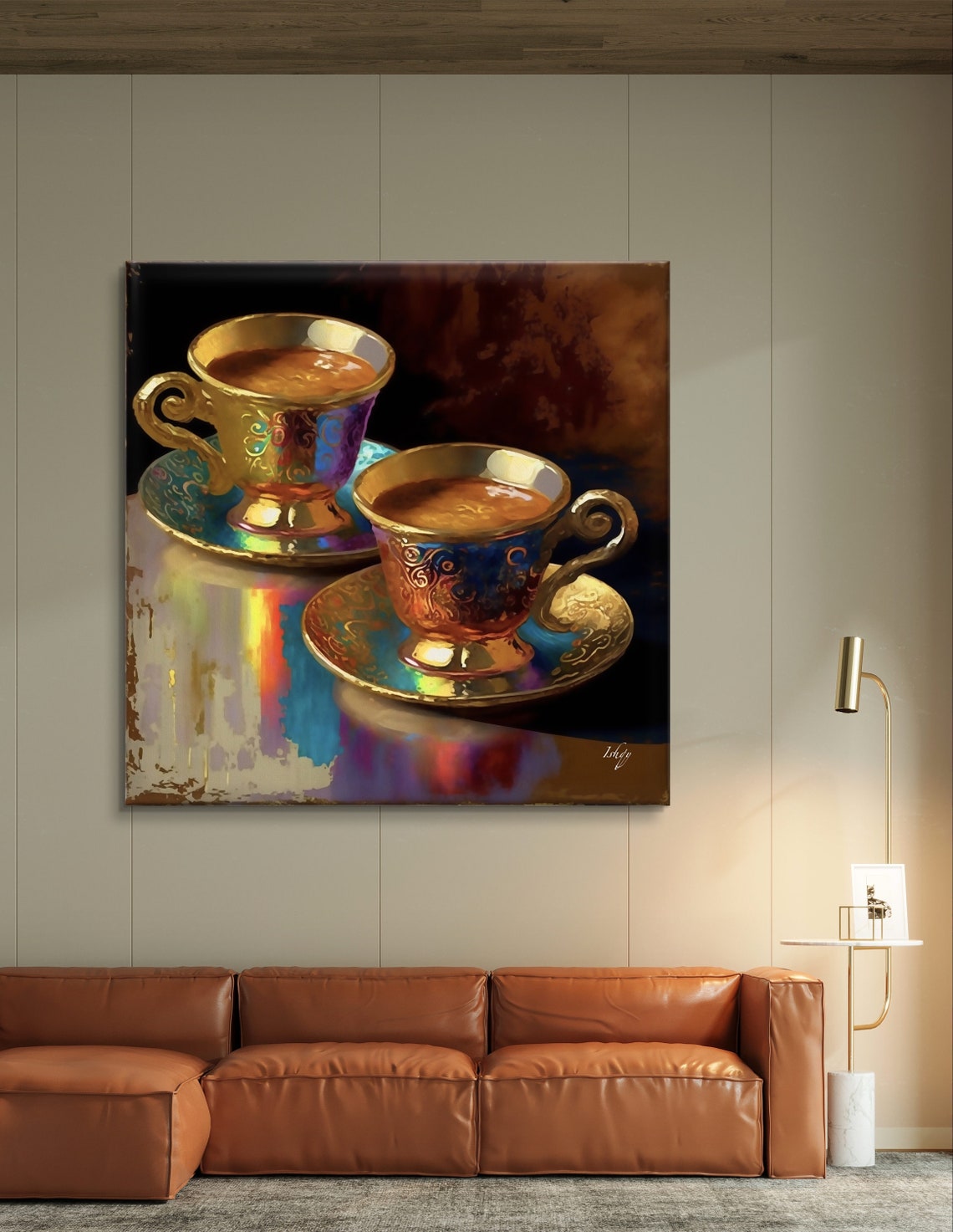 Two Golden Ornate Turkish Tea Cups Still Life Art Decor Poster - Image 5