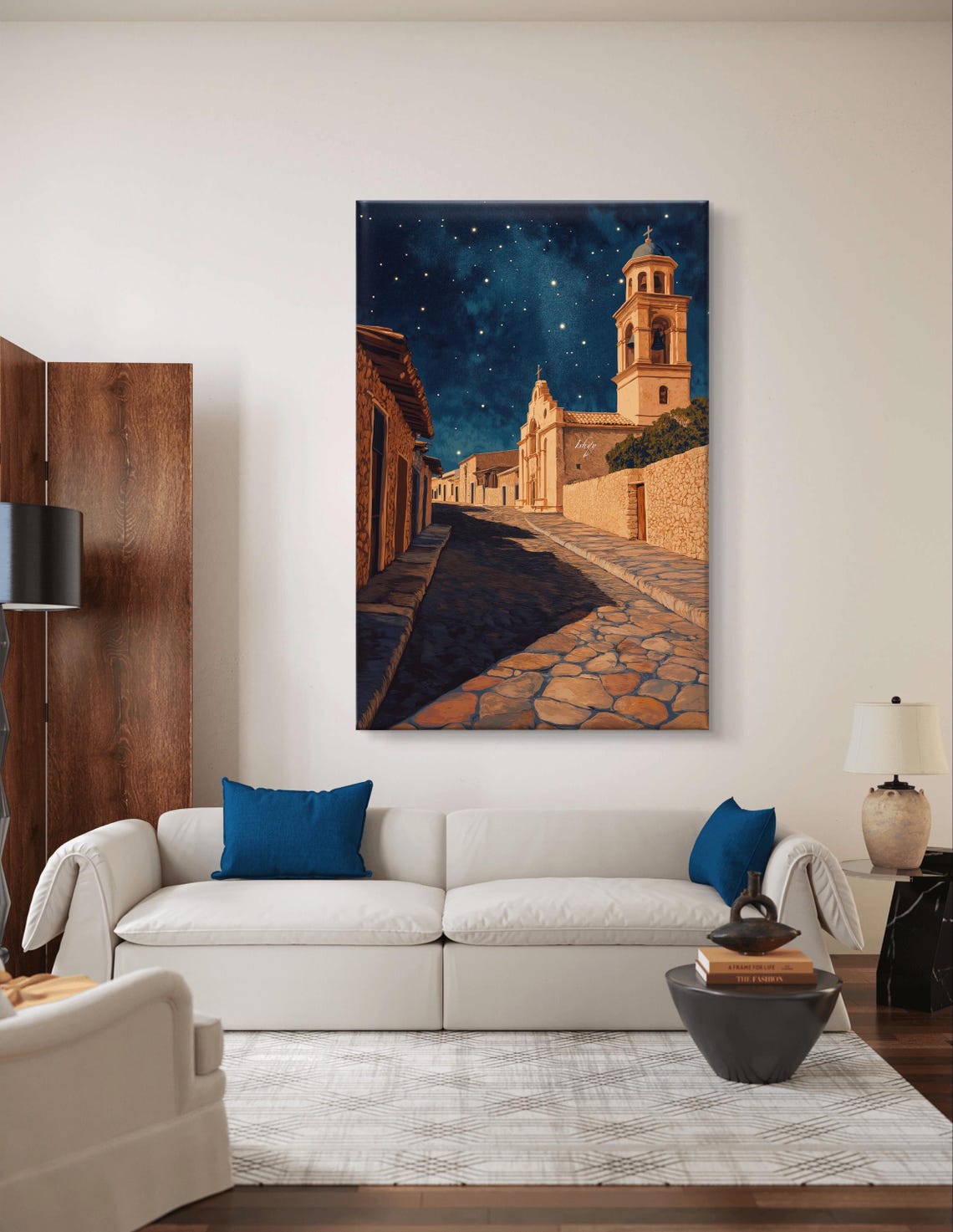 Real de Catorce Starry Night Cobblestone Mission Church Poster - Image 4