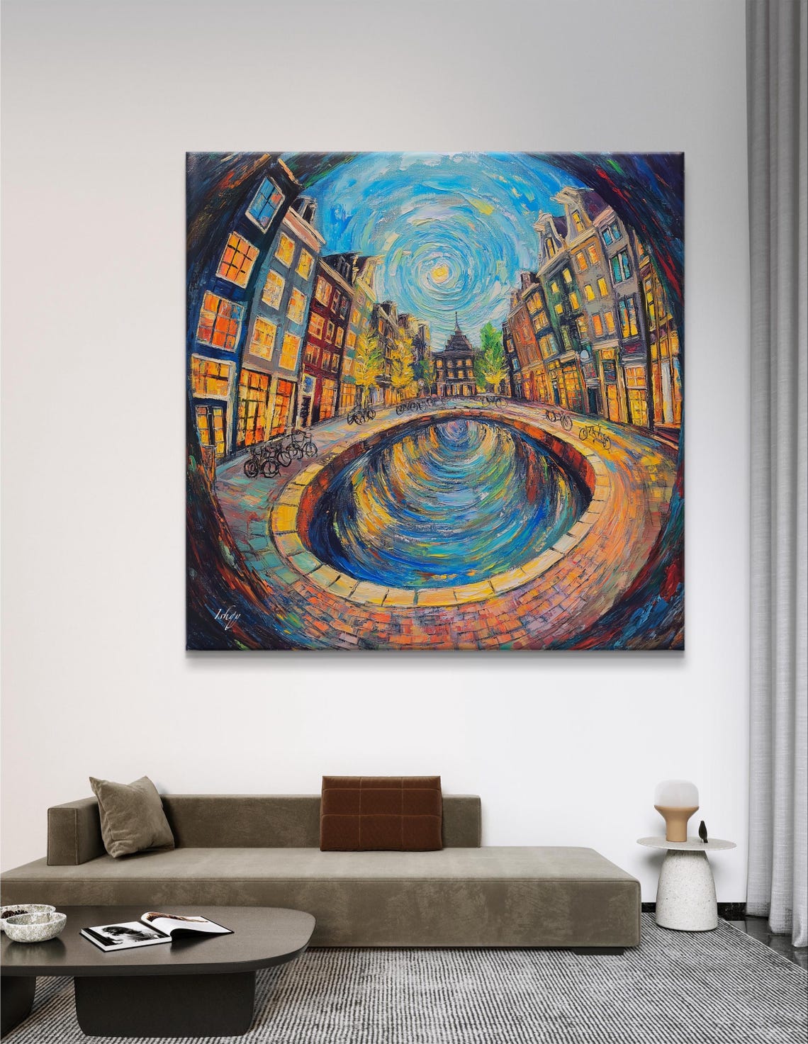 Amsterdam Canal Starry Night Swirling Dutch Cityscape Poster - Image 4